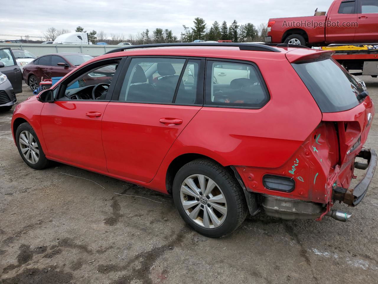 2017 Volkswagen Golf Sportwagen S Red vin: 3VW017AU4HM545003