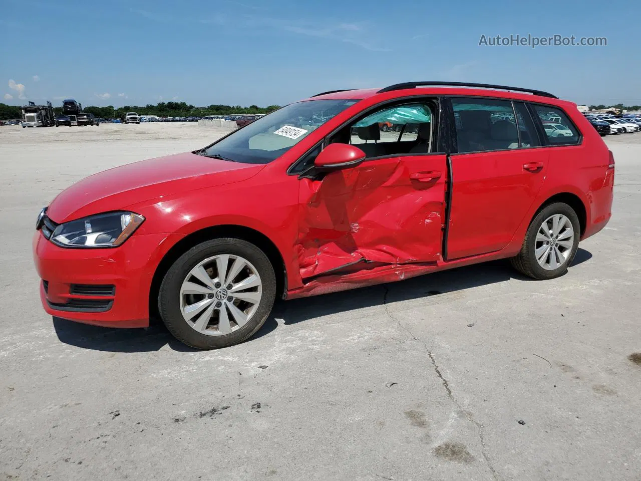 2017 Volkswagen Golf Sportwagen S Red vin: 3VW017AU5HM541140