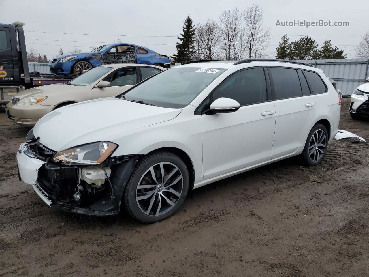 2017 Volkswagen Golf Sportwagen S White vin: 3VW017AU6HM534407