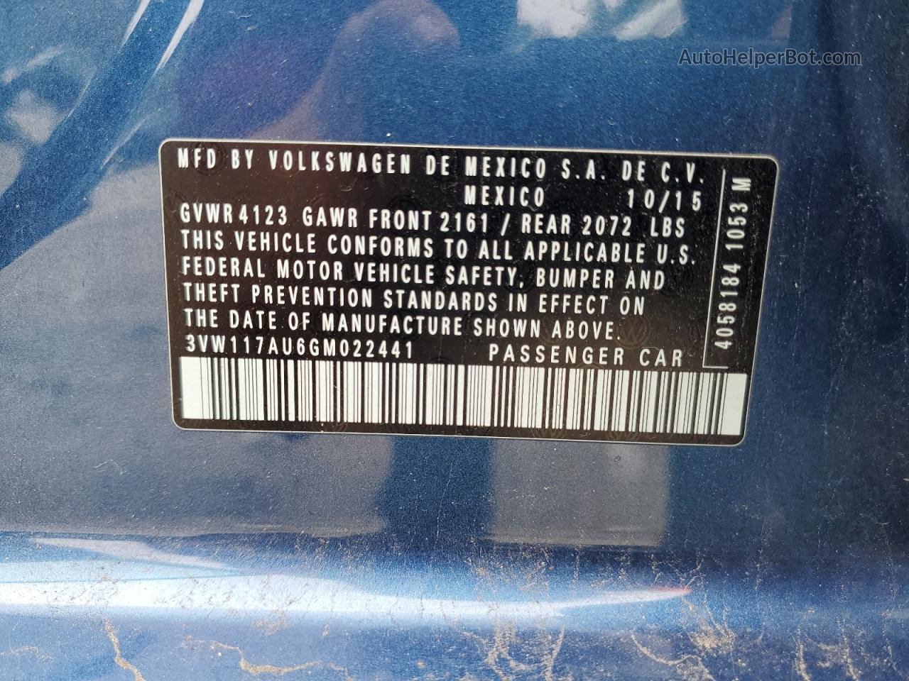 2016 Volkswagen Golf S Blue vin: 3VW117AU6GM022441