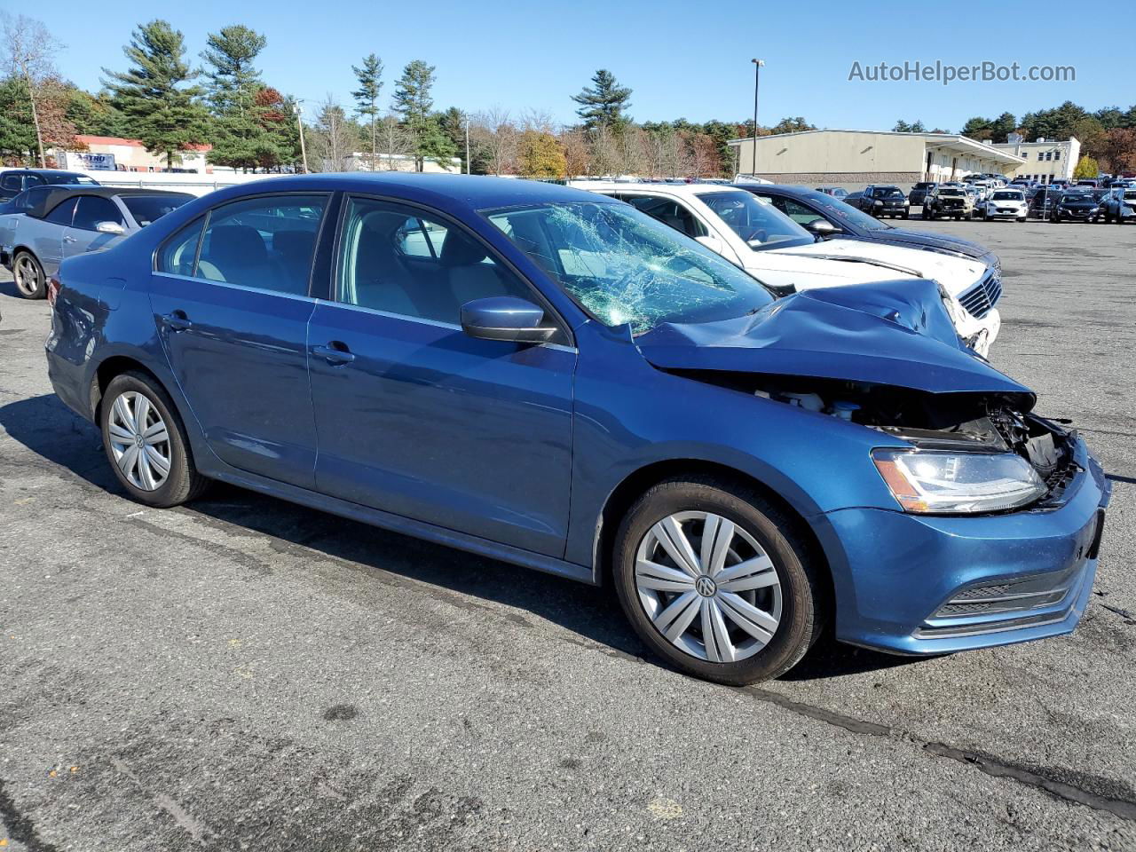 2017 Volkswagen Jetta S Синий vin: 3VW167AJXHM357338