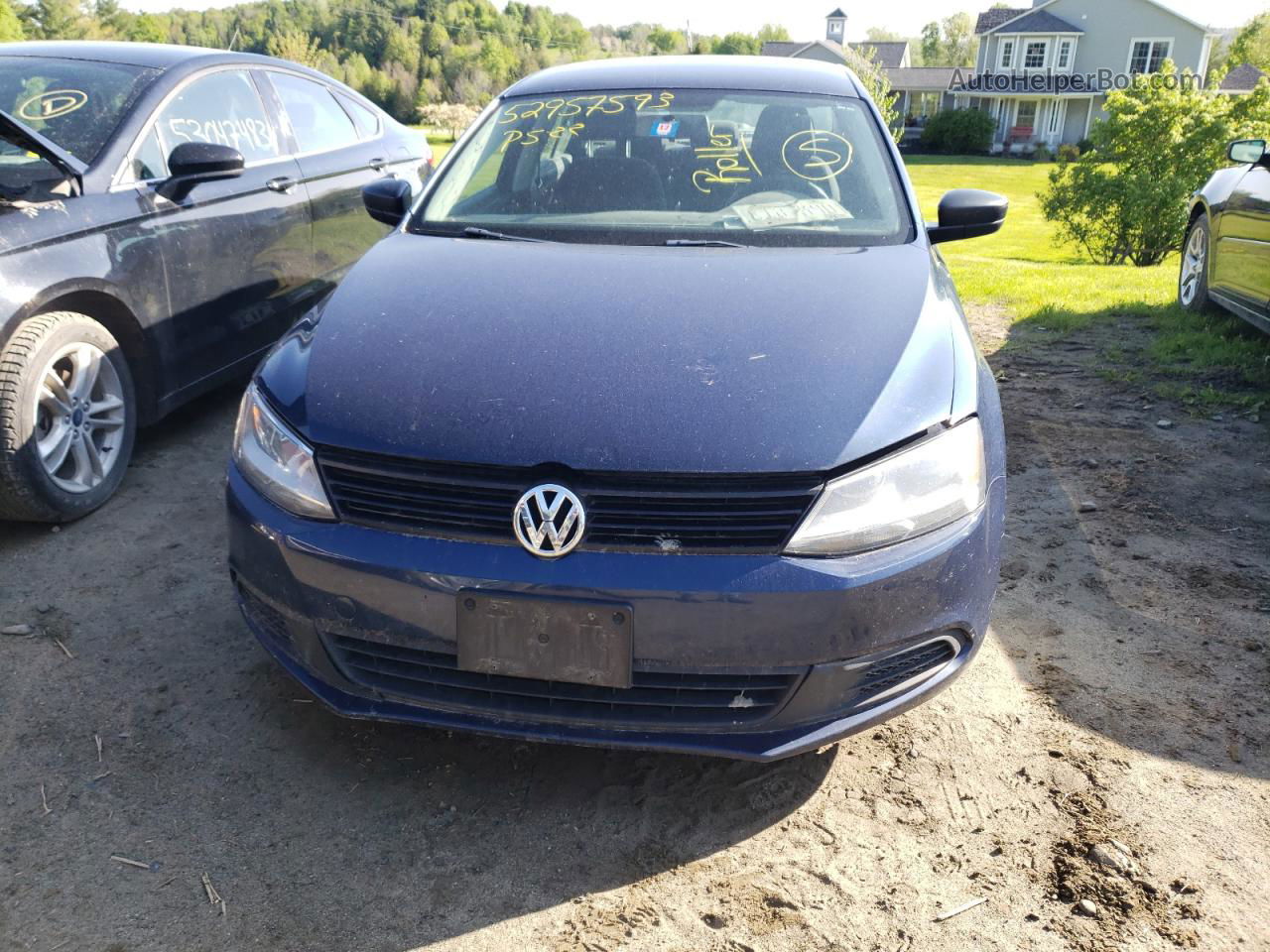 2012 Volkswagen Jetta Base Blue vin: 3VW1K7AJ2CM377412