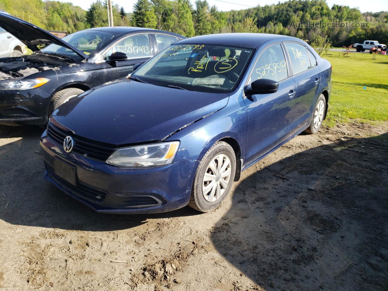 2012 Volkswagen Jetta Base Blue vin: 3VW1K7AJ2CM377412