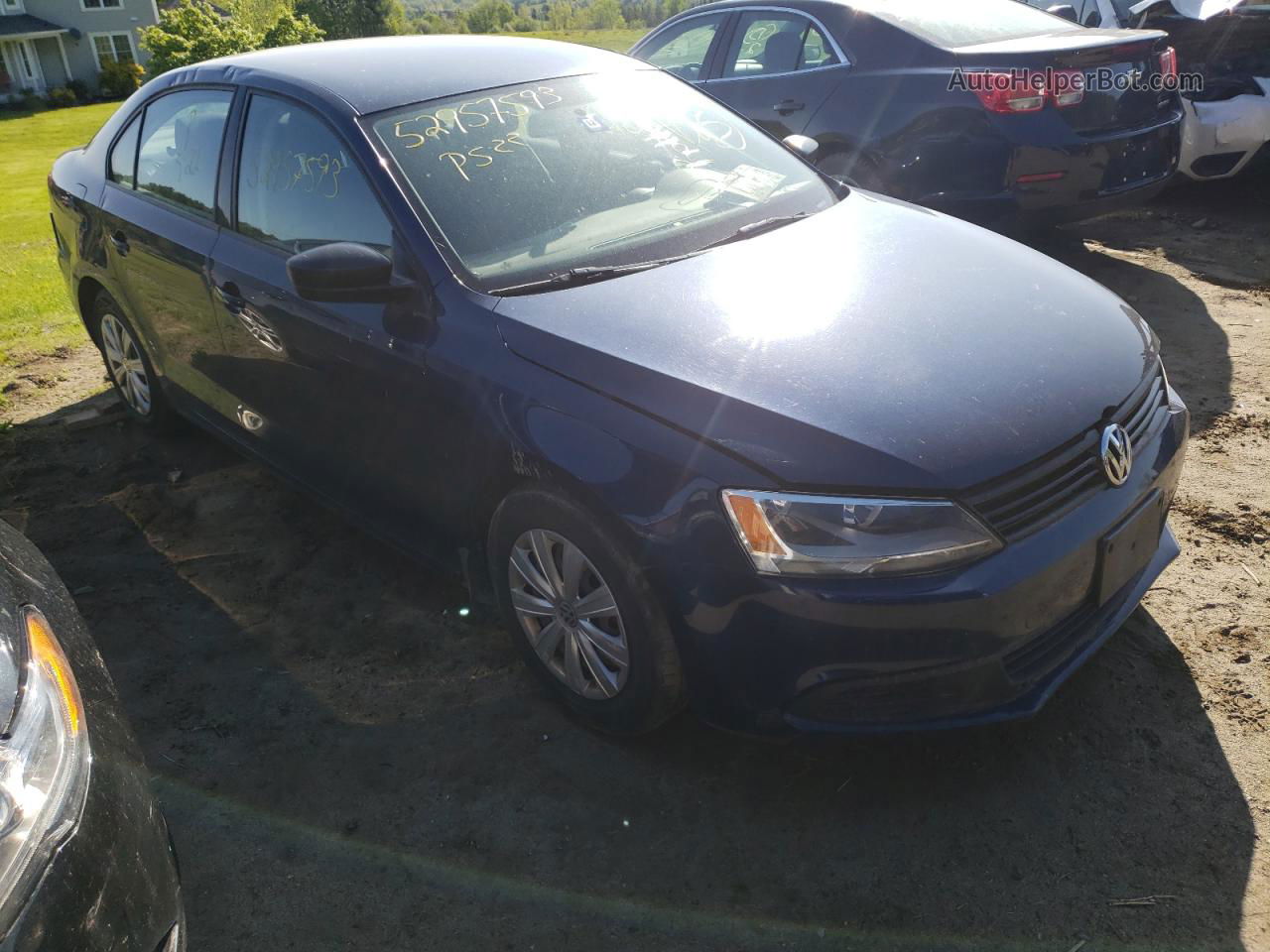 2012 Volkswagen Jetta Base Blue vin: 3VW1K7AJ2CM377412