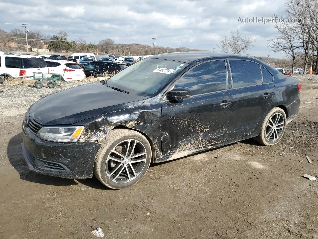 2014 Volkswagen Jetta Base Black vin: 3VW1K7AJ5EM440358