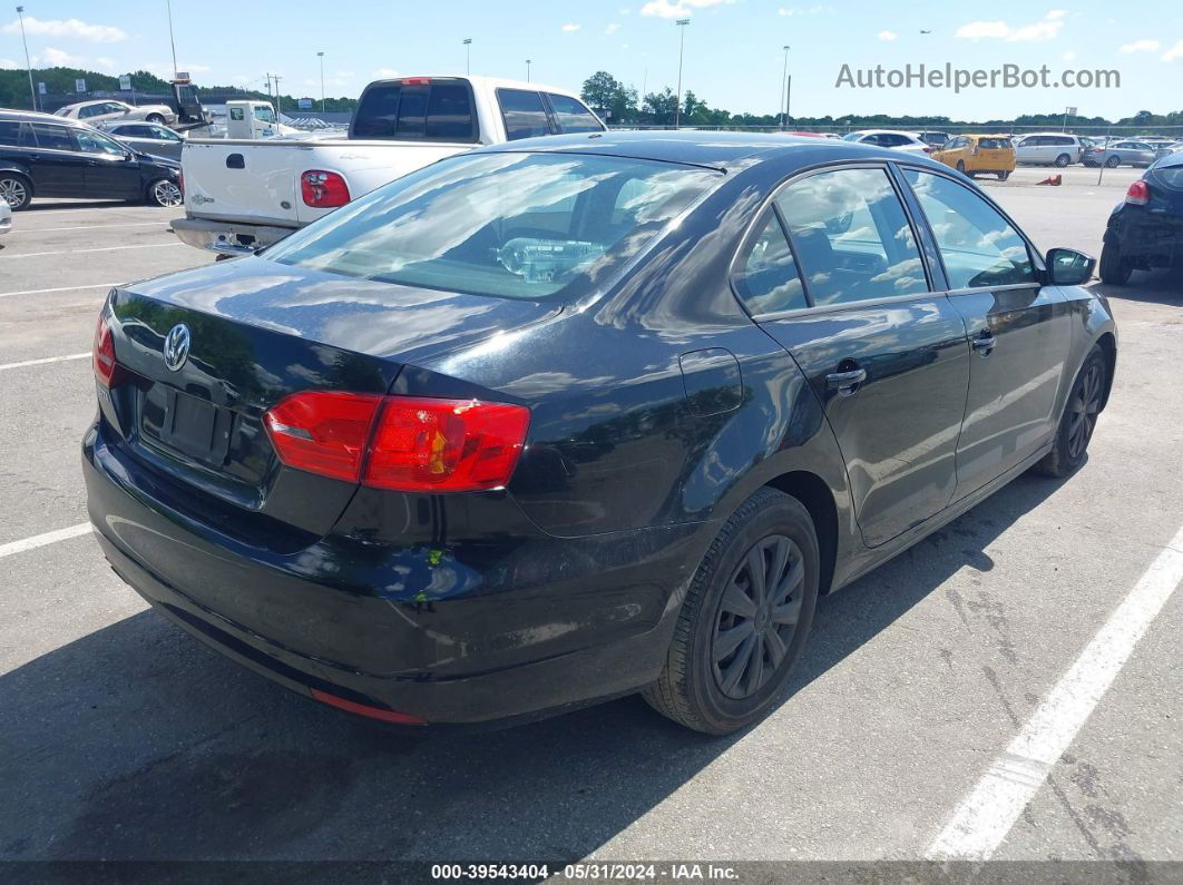 2011 Volkswagen Jetta 2.0l S Black vin: 3VW1K7AJ6BM398407