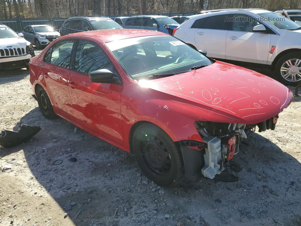 2015 Volkswagen Jetta Base Red vin: 3VW1K7AJ6FM345129