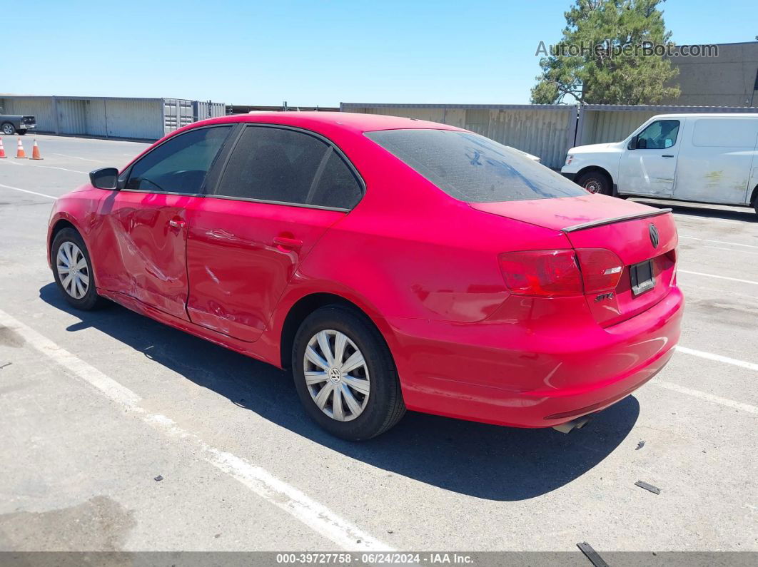 2012 Volkswagen Jetta 2.0l S Red vin: 3VW1K7AJ7CM377647