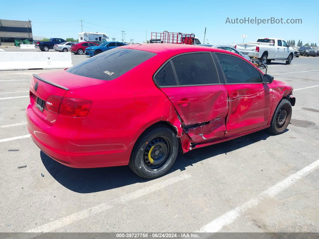 2012 Volkswagen Jetta 2.0l S Red vin: 3VW1K7AJ7CM377647