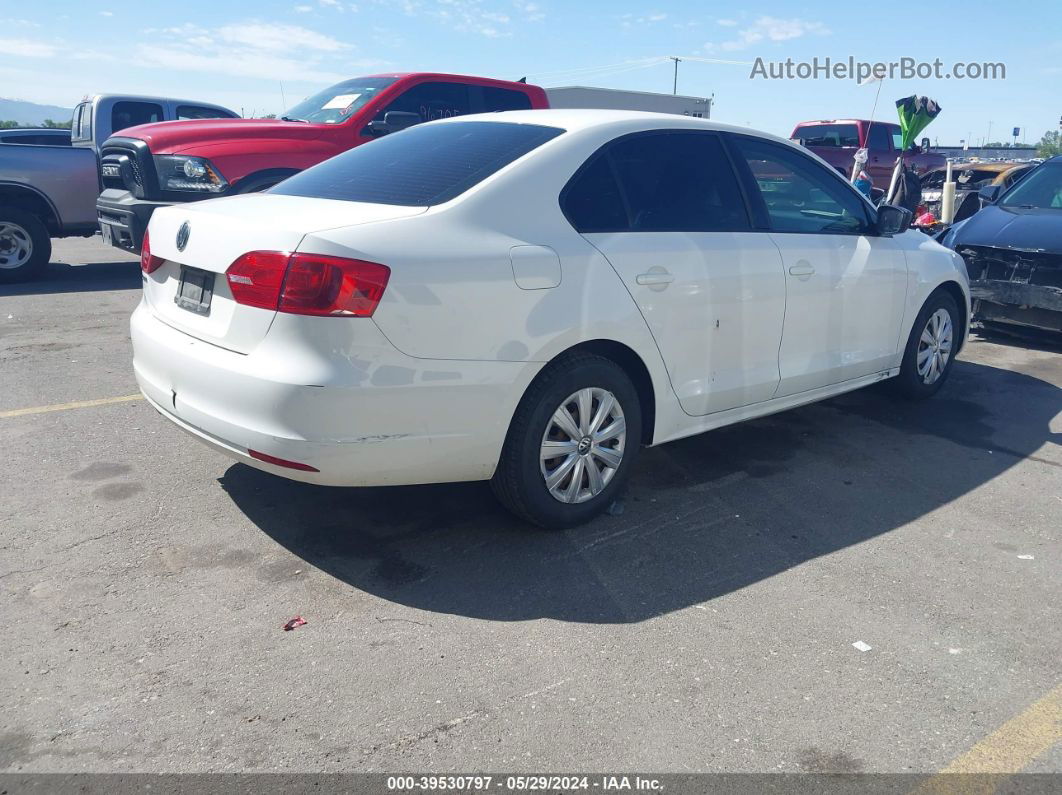 2012 Volkswagen Jetta 2.0l S White vin: 3VW1K7AJ7CM427835