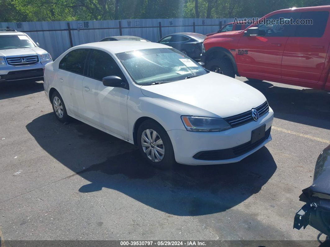 2012 Volkswagen Jetta 2.0l S White vin: 3VW1K7AJ7CM427835