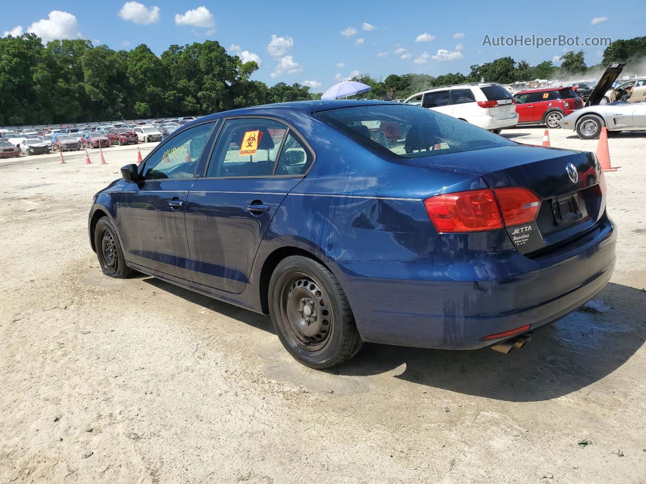 2014 Volkswagen Jetta Base Blue vin: 3VW1K7AJ8EM444775