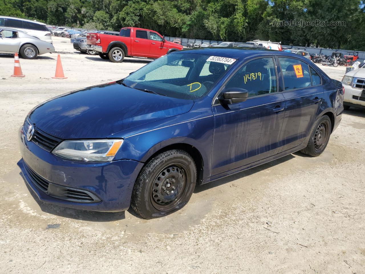 2014 Volkswagen Jetta Base Blue vin: 3VW1K7AJ8EM444775