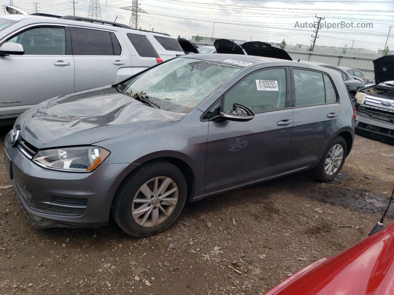 2016 Volkswagen Golf S/se Gray vin: 3VW217AU1GM060664