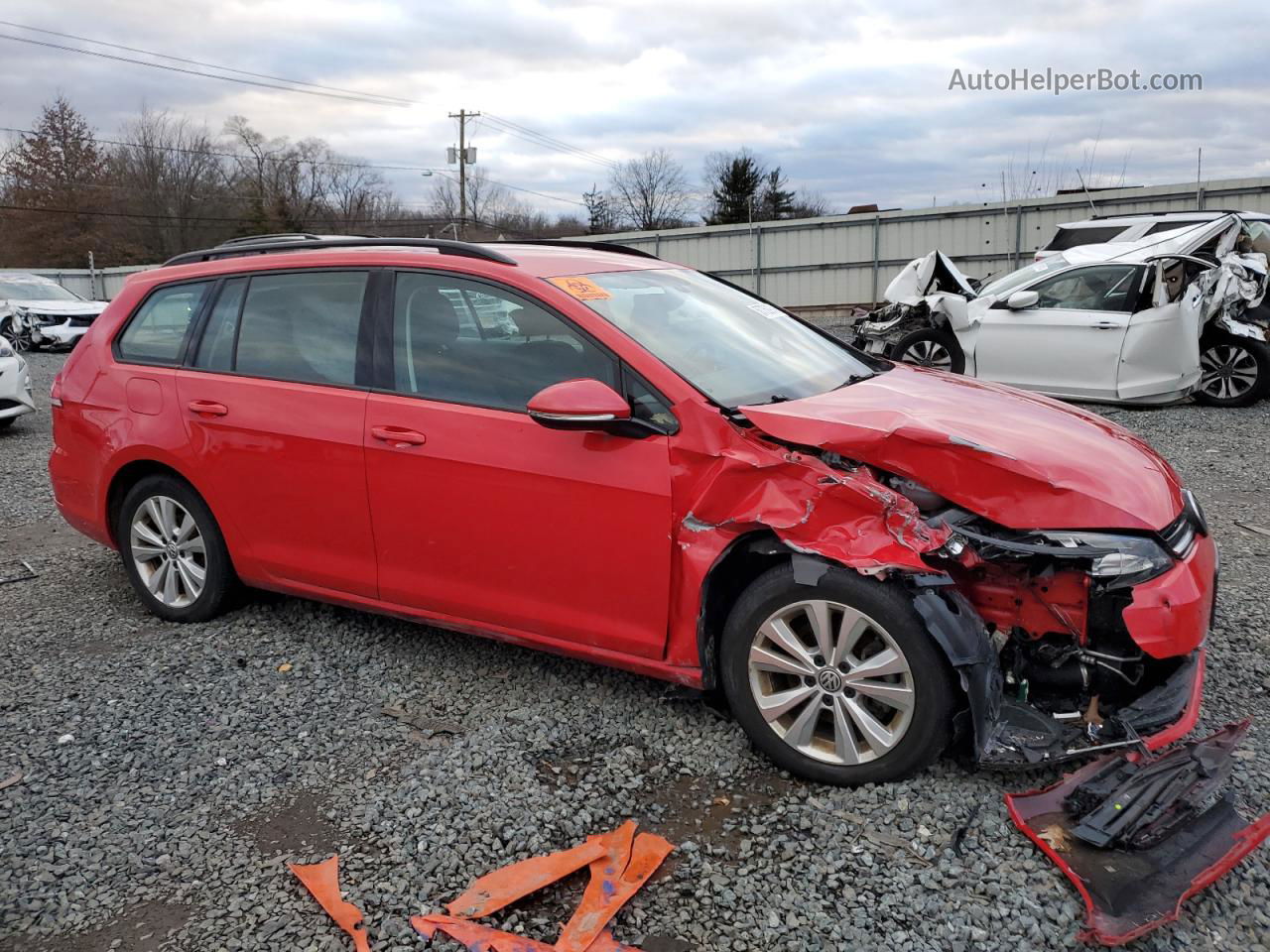 2019 Volkswagen Golf Sportwagen S Red vin: 3VW217AU9KM504365