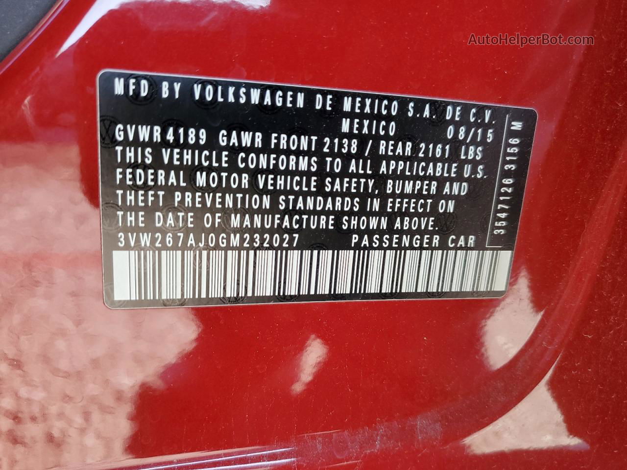 2016 Volkswagen Jetta S Red vin: 3VW267AJ0GM232027