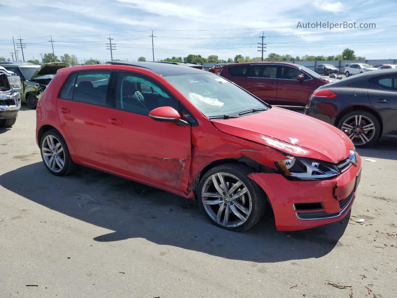 2015 Volkswagen Golf Tdi Red vin: 3VW2A7AU2FM060171