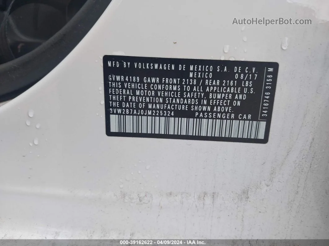 2018 Volkswagen Jetta 1.4t S White vin: 3VW2B7AJ0JM225324