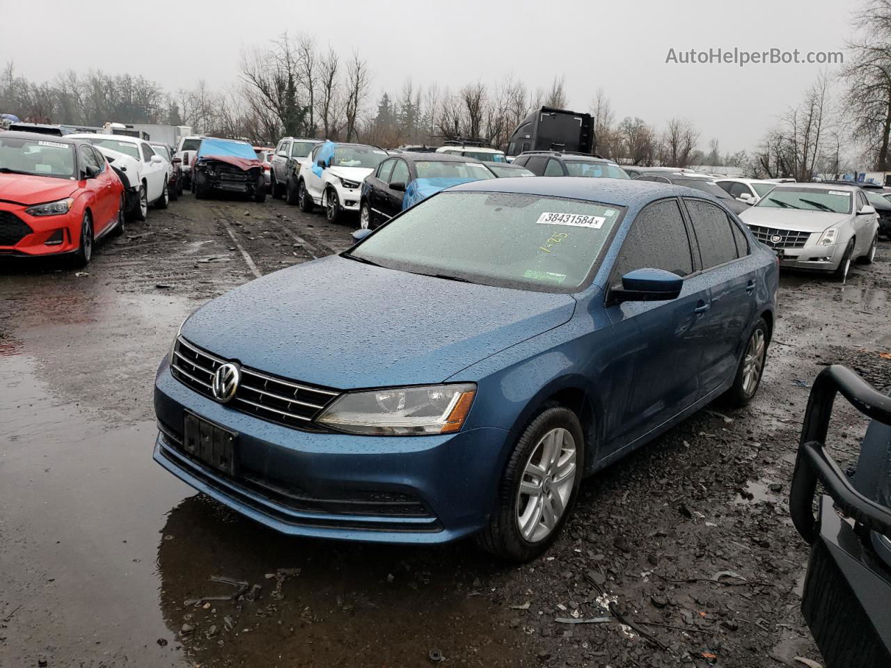 2018 Volkswagen Jetta S Синий vin: 3VW2B7AJ0JM257139