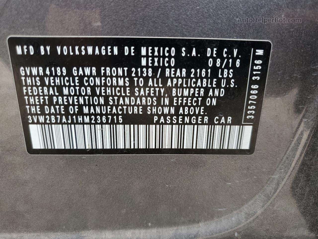2017 Volkswagen Jetta S Gray vin: 3VW2B7AJ1HM236715