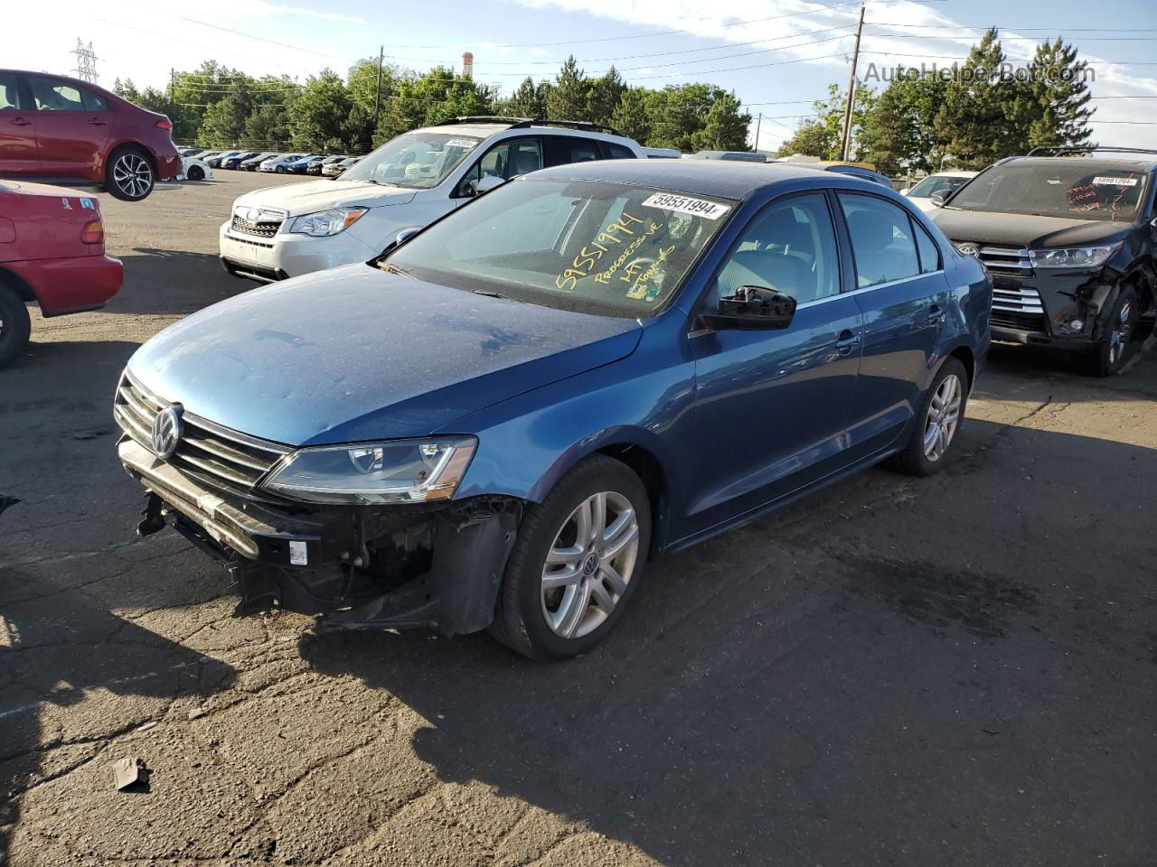 2017 Volkswagen Jetta S Синий vin: 3VW2B7AJ2HM202427