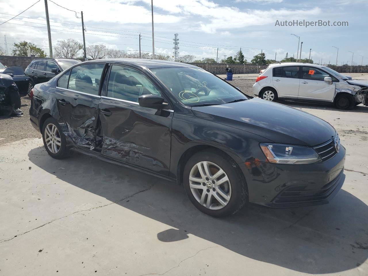 2017 Volkswagen Jetta S Black vin: 3VW2B7AJ3HM315674