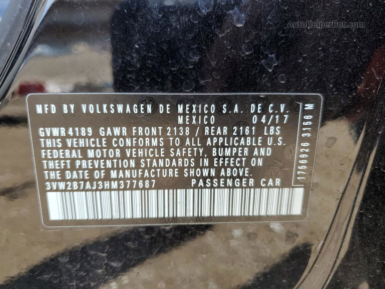 2017 Volkswagen Jetta S Черный vin: 3VW2B7AJ3HM377687