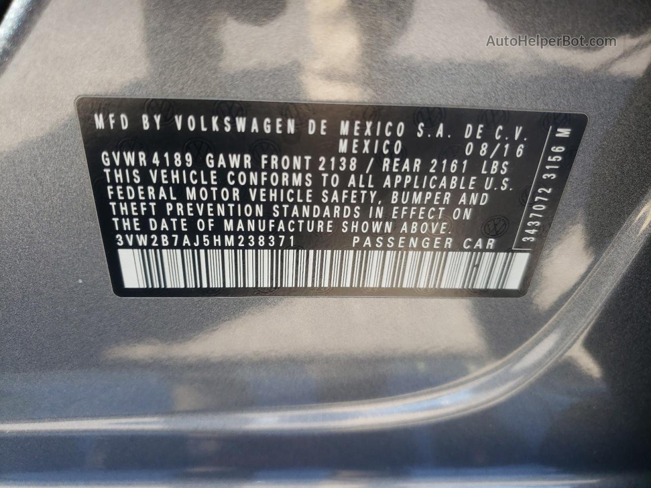 2017 Volkswagen Jetta S Charcoal vin: 3VW2B7AJ5HM238371