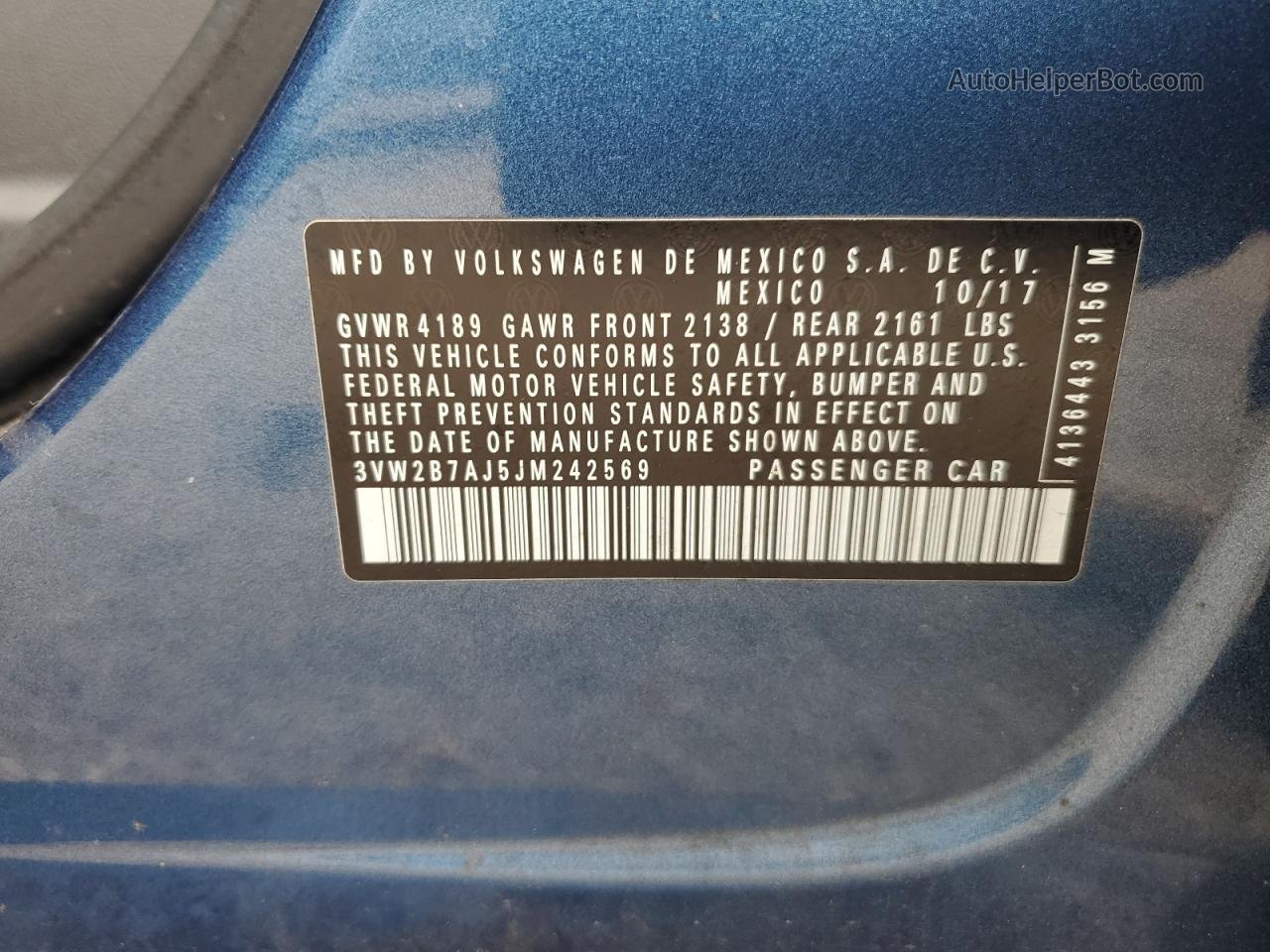 2018 Volkswagen Jetta S Синий vin: 3VW2B7AJ5JM242569