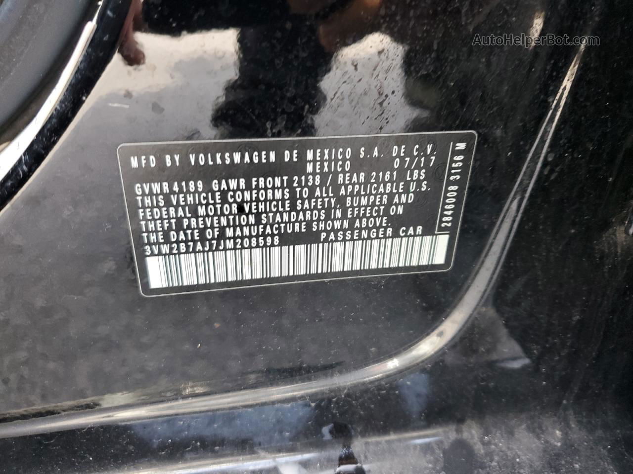 2018 Volkswagen Jetta S Black vin: 3VW2B7AJ7JM208598