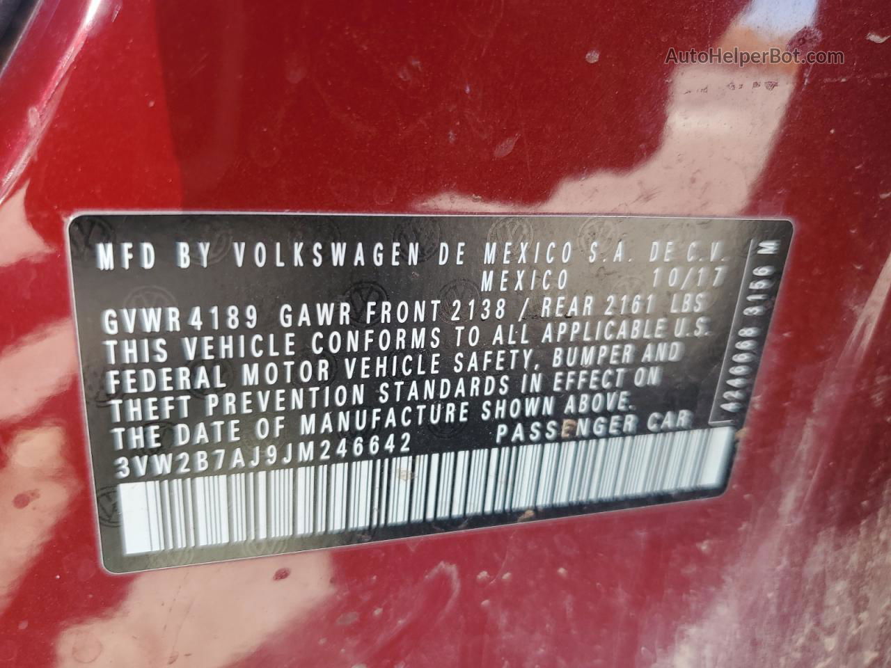2018 Volkswagen Jetta S Красный vin: 3VW2B7AJ9JM246642