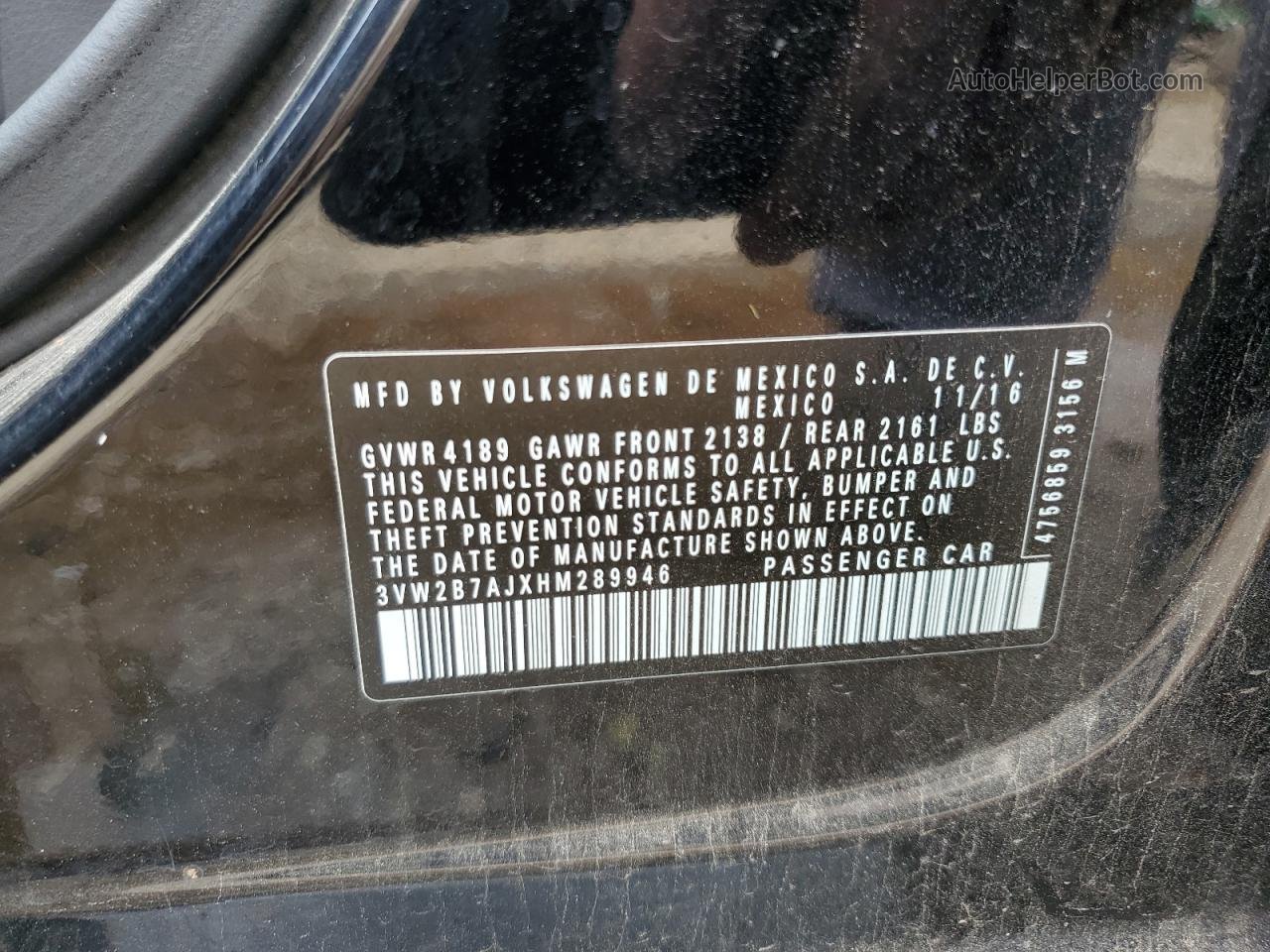 2017 Volkswagen Jetta S Черный vin: 3VW2B7AJXHM289946