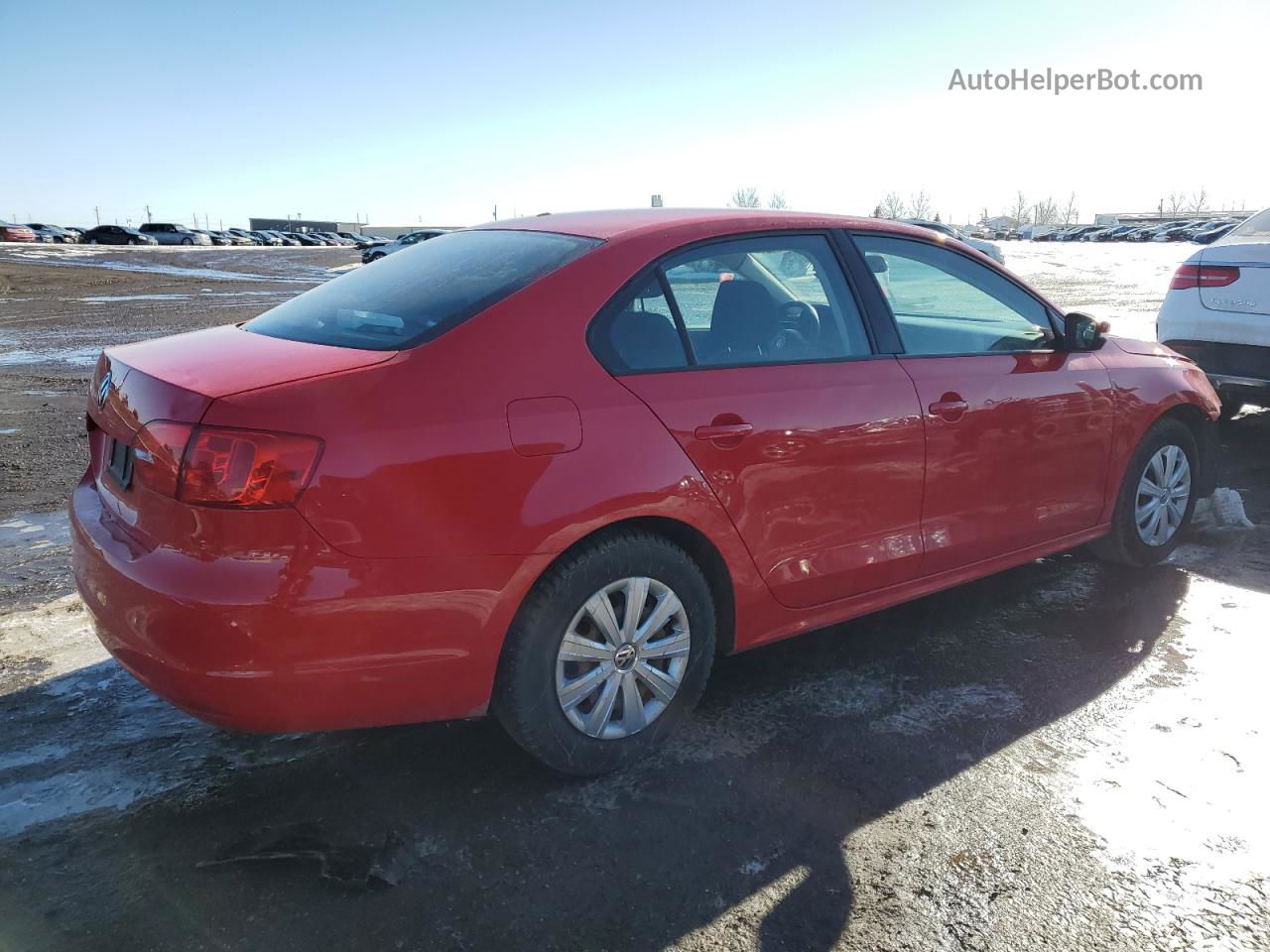 2014 Volkswagen Jetta Base Red vin: 3VW2K7AJ0EM413802