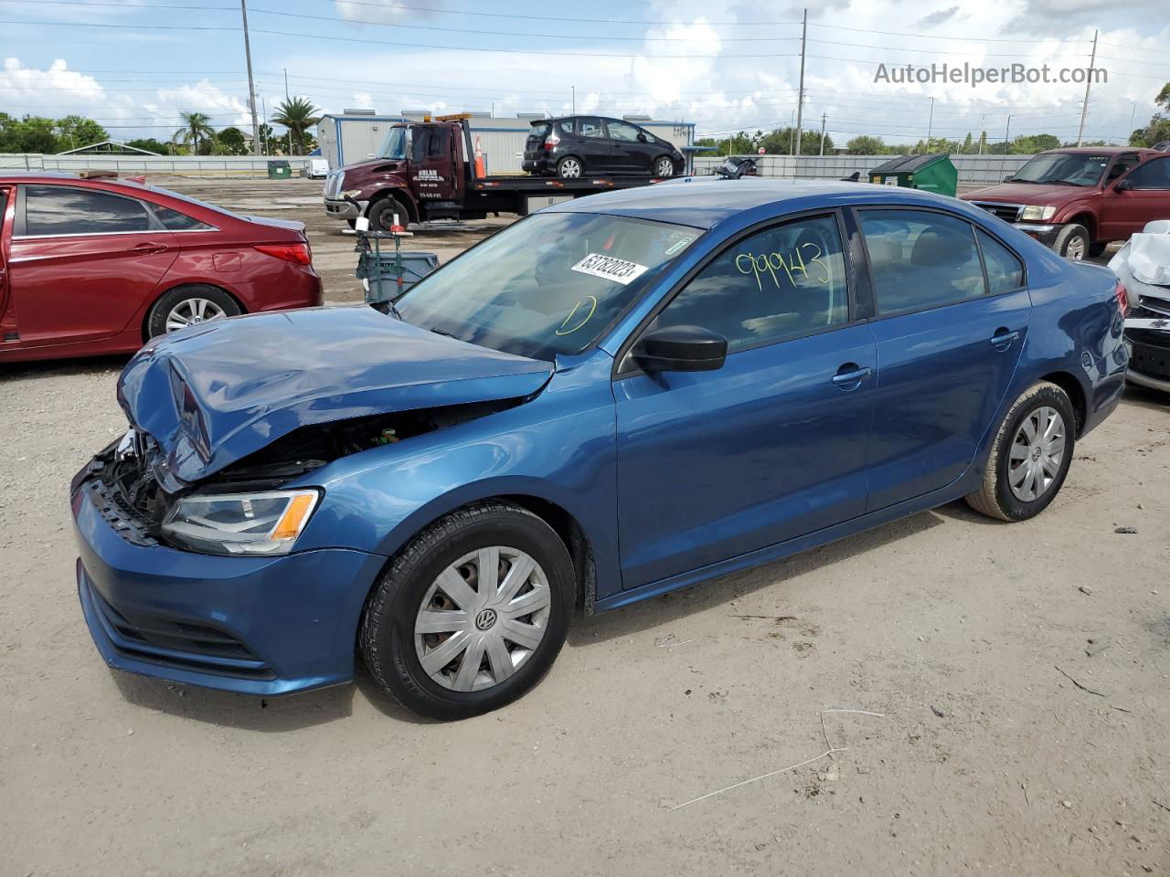 2015 Volkswagen Jetta Base Blue vin: 3VW2K7AJ0FM257231