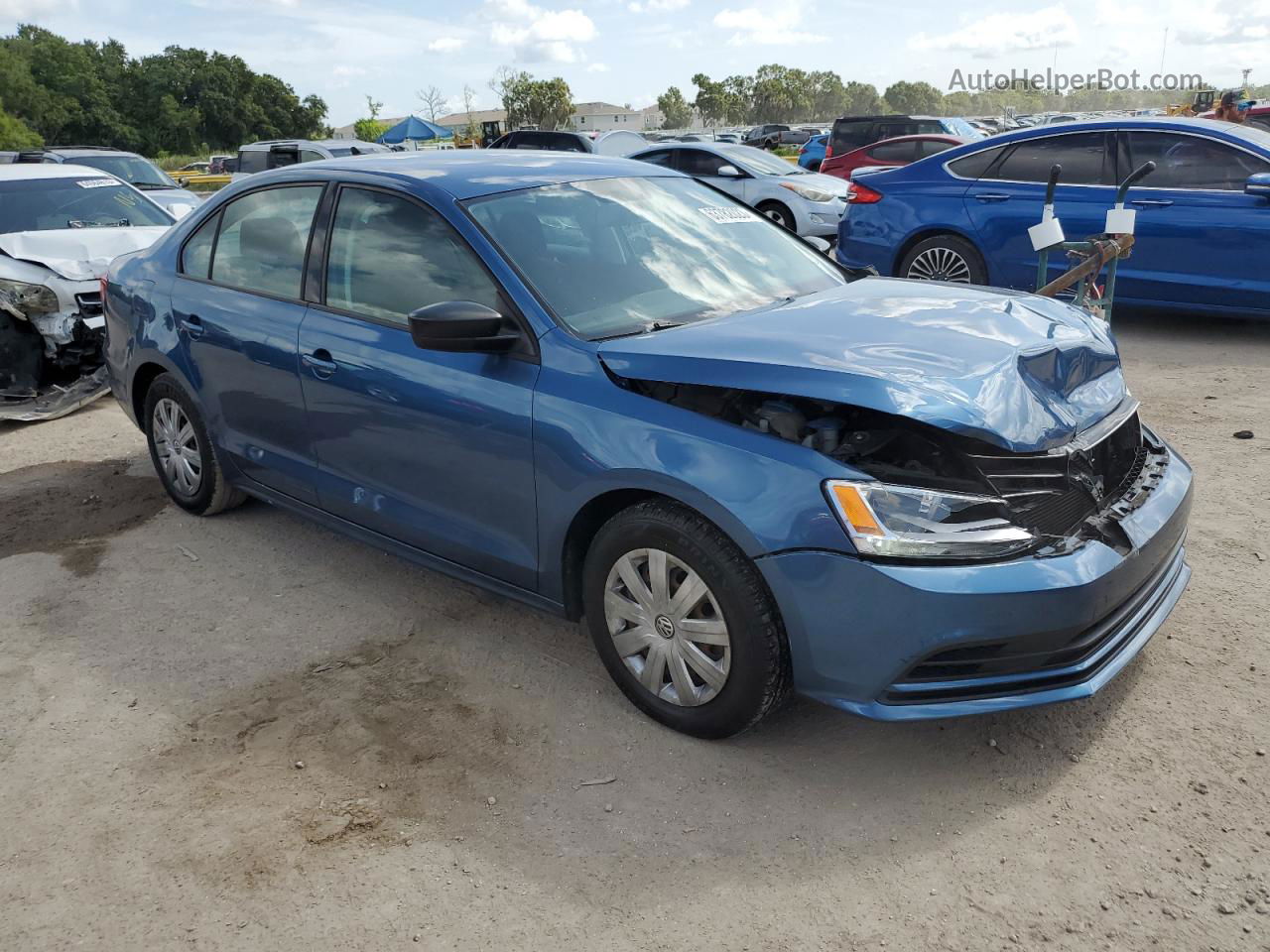 2015 Volkswagen Jetta Base Blue vin: 3VW2K7AJ0FM257231