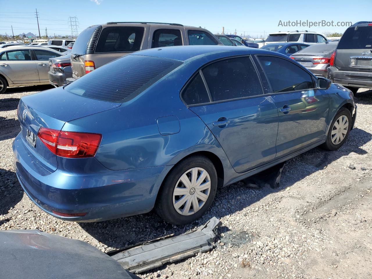 2015 Volkswagen Jetta Base Blue vin: 3VW2K7AJ0FM339301