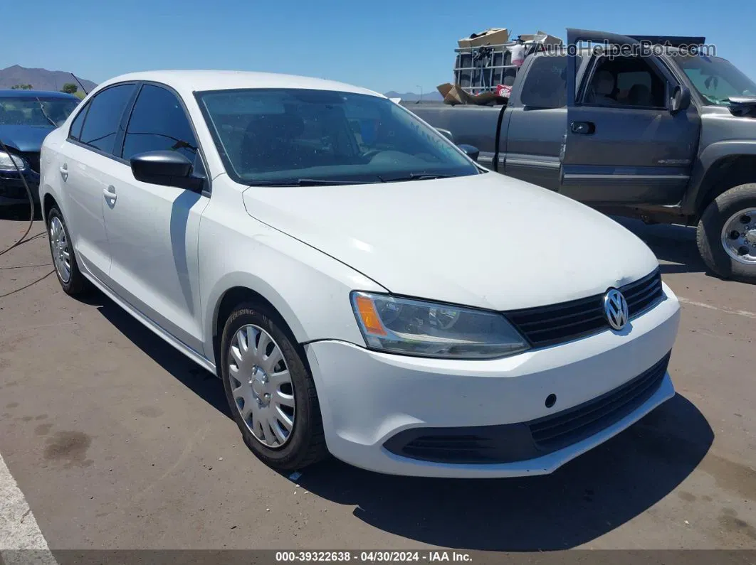 2011 Volkswagen Jetta 2.0l S White vin: 3VW2K7AJ1BM011489