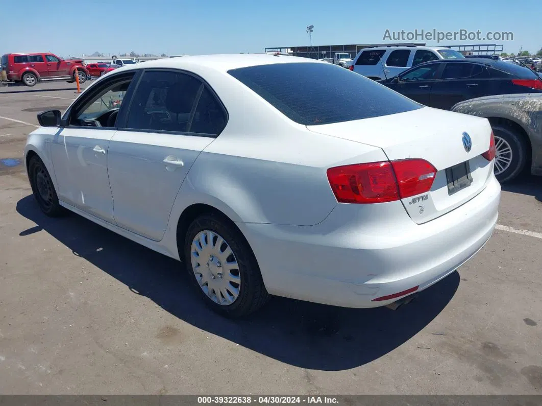 2011 Volkswagen Jetta 2.0l S White vin: 3VW2K7AJ1BM011489