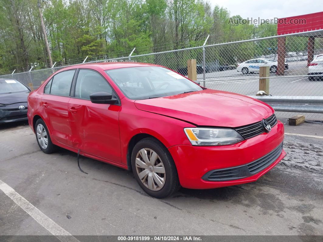 2011 Volkswagen Jetta 2.0l S Red vin: 3VW2K7AJ1BM385763