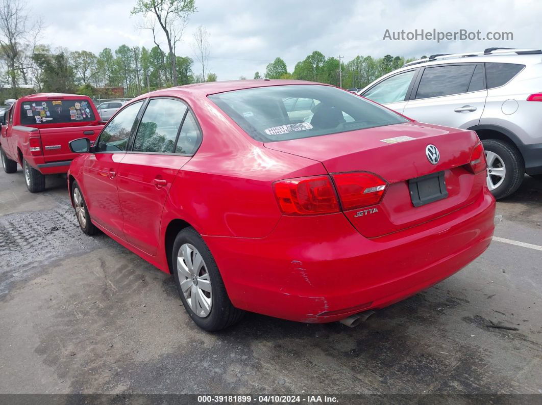 2011 Volkswagen Jetta 2.0l S Red vin: 3VW2K7AJ1BM385763