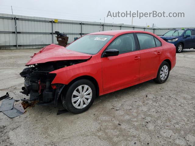 2012 Volkswagen Jetta Base Red vin: 3VW2K7AJ1CM406659