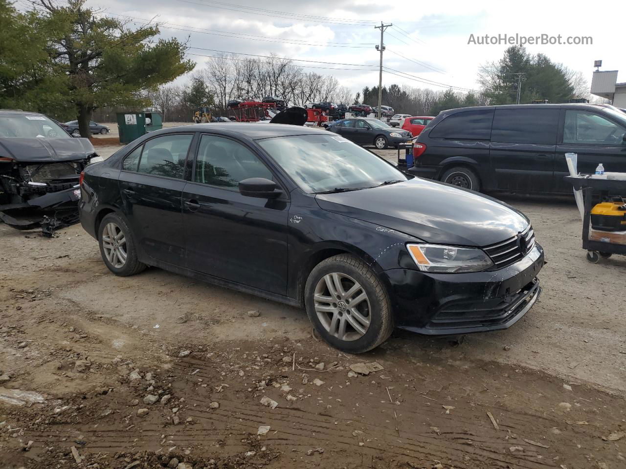 2015 Volkswagen Jetta Base Black vin: 3VW2K7AJ2FM241225