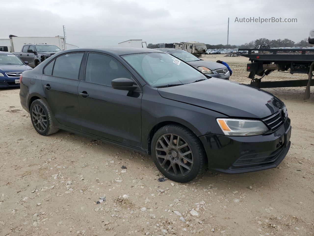 2015 Volkswagen Jetta Base Black vin: 3VW2K7AJ3FM246188