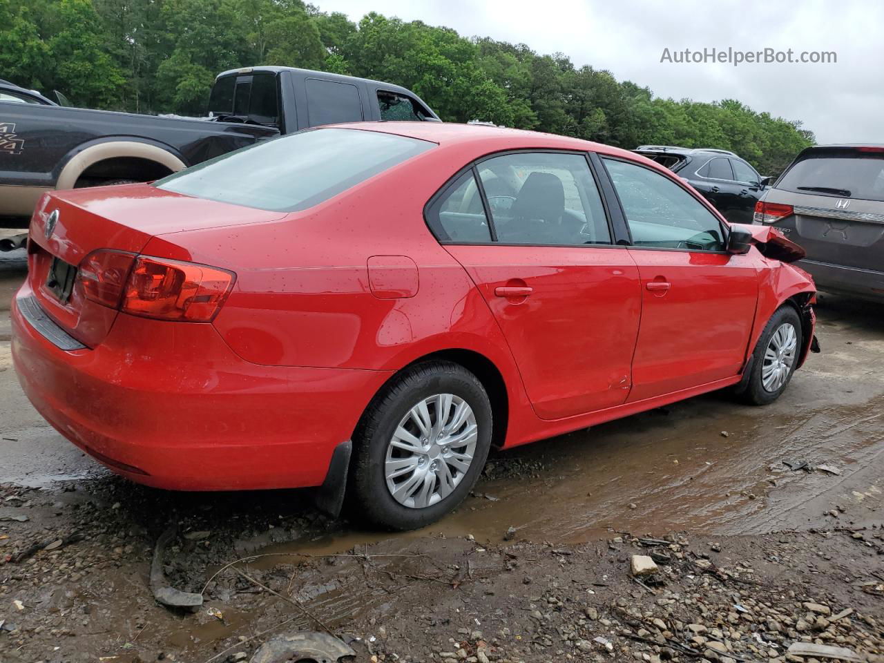 2013 Volkswagen Jetta Base Red vin: 3VW2K7AJ4DM260601