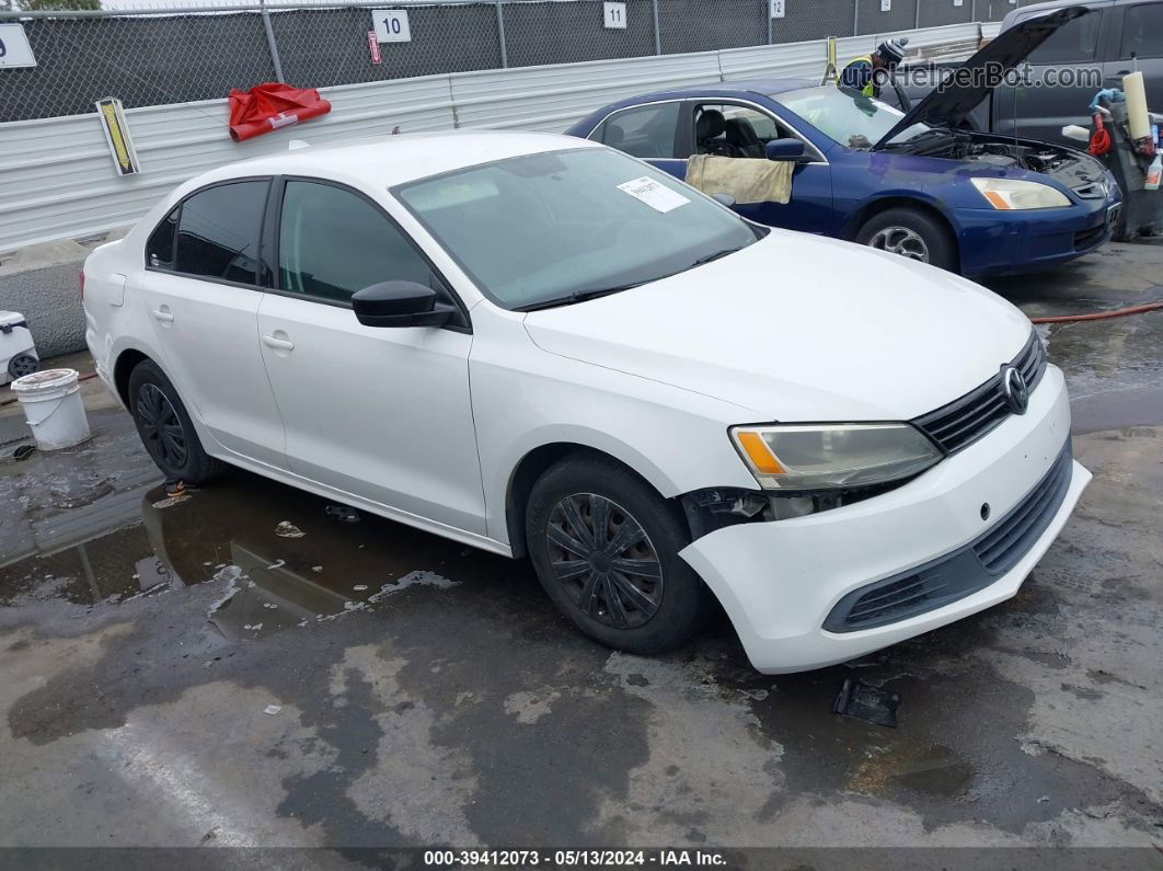 2012 Volkswagen Jetta 2.0l S White vin: 3VW2K7AJ5CM405370