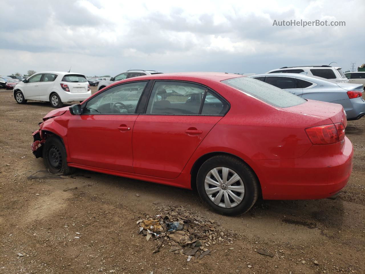 2014 Volkswagen Jetta Base Red vin: 3VW2K7AJ5EM378089