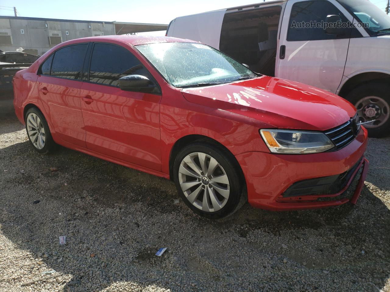 2015 Volkswagen Jetta Base Red vin: 3VW2K7AJ5FM273571