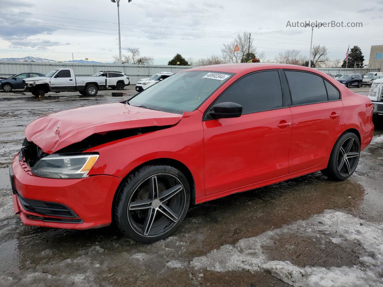 2015 Volkswagen Jetta Base Red vin: 3VW2K7AJ5FM311381