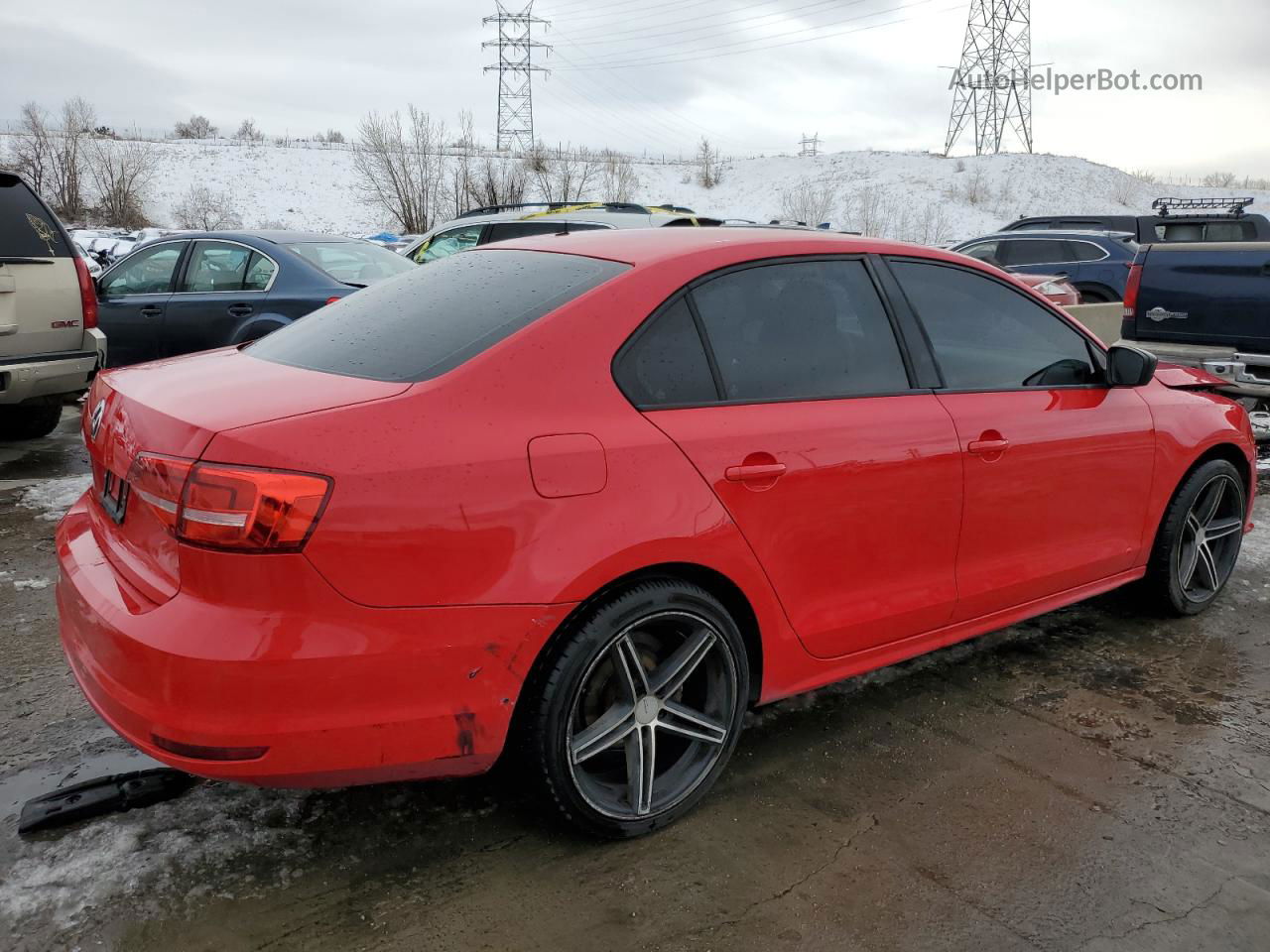 2015 Volkswagen Jetta Base Red vin: 3VW2K7AJ5FM311381