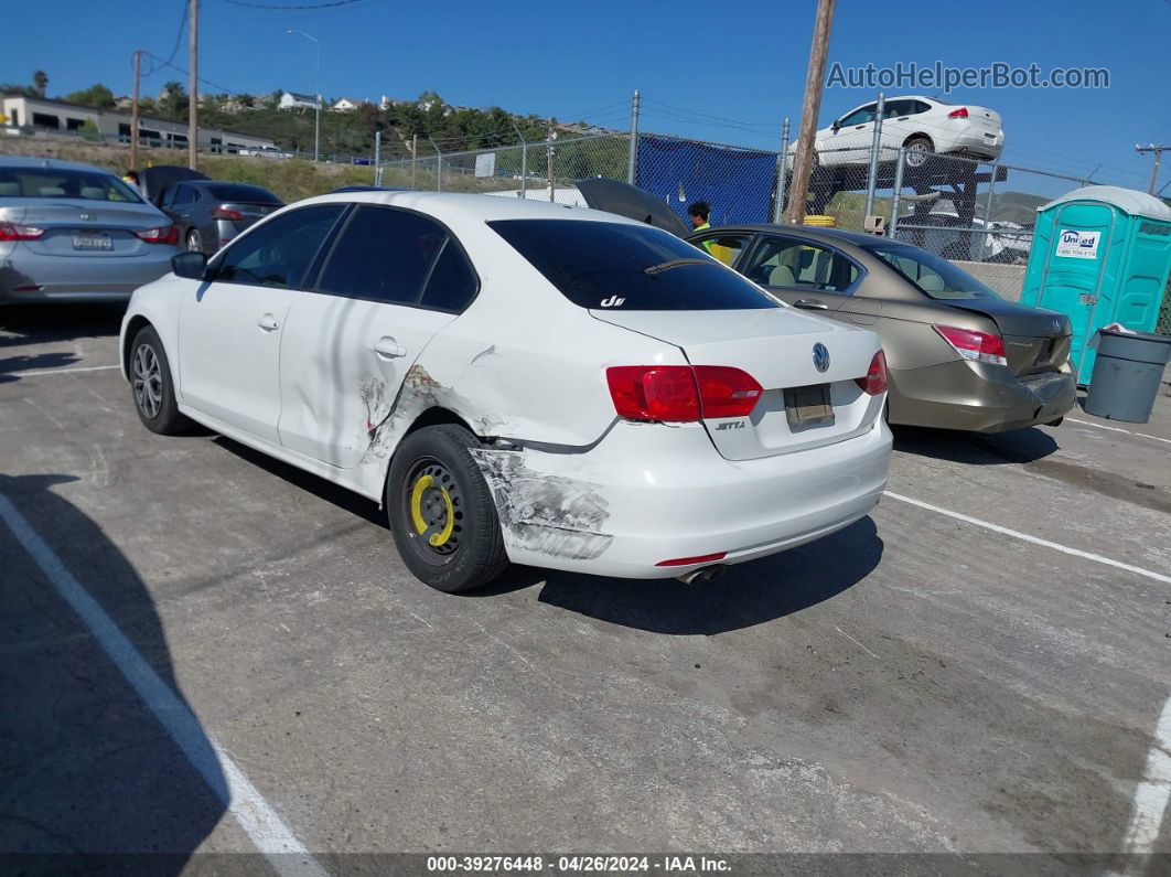 2013 Volkswagen Jetta 2.0l S White vin: 3VW2K7AJ6DM292191